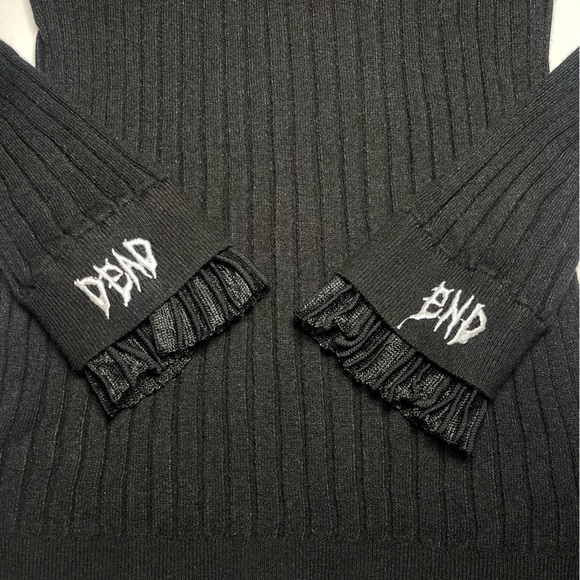Jawbreaker Dead End Snake Embroidered Turtle Neck Gothic Black Sweater Sz M(US6) - Picture 4 of 10